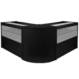 MonsterShop Gemini Retail Display Shop Counters Set & Glass Showcase Cabinet Units, Black