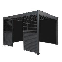Aluminium Pergola With Anthracite Blinds & 2 Shutter Panels - 3m x 4m