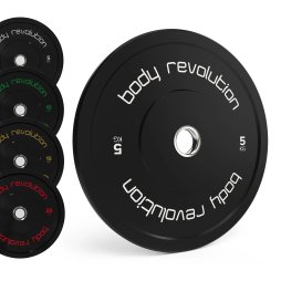 Body Revolution Olympic Bumper Plates Black 100kg SET 2x5kg 2x10kg 2x15kg 2x20kg