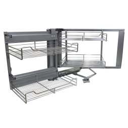KuKoo Left Hand Corner Kitchen Pull Out Baskets, 90-100cm Cabinet, 4 Metal Slide Out Storage Drawers