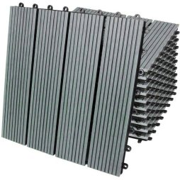 99 x WPC Decking Tiles Grey Terrace Decking Wood Plastic Composite DIY Interlocking Flooring Balcony Roof Terrace Hot Tub Outdoor Deck Tiles Click & Go Easy Clean Weather Resistant 30 x 30 cm (9 m2)