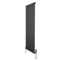 Flat Single Column Radiator & Valves - 1600mm x 560mm - Anthracite Grey
