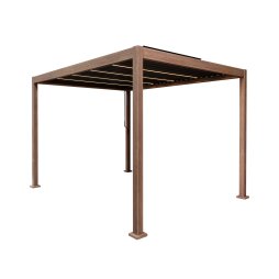 Wood Effect Aluminium Pergola with LED Lights - 3m x 3m