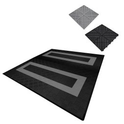Vented Modular Interlocking Flooring Tiles & Edges 165 Black & 60 Grey Double Garage Heavy Duty Floor Mat Showroom Workshop Outdoor Polypropylene Anti Slip Weather Resistant Drainage 6m x 6m 36m2