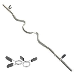 Body Revolution EZ Barbell Bar - 1.2m EZ Super Curl Weight Lifting Bar for 1 Inch Weight Plates - Barbell for Bicep Curls and Bodybuilding With Spinlock