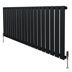 Flat Single Column Radiator & Valves - 600mm x 1400mm - Black