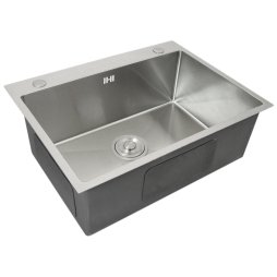 Kitchen Sink Stainless Steel Square Brushed Premium Handmade Satin Finish Commercial Single Bowl With Strainer Plug & Waste Pipe Set