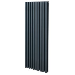 Oval Column Radiator 1600mm x 600mm Modern Designer Double Panel Central Heating Heater Matt Anthracite Grey Carbon Steel Vertical FREE Cleaning Brush Fixing Kit & Brackets