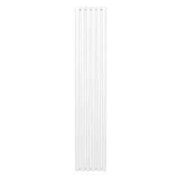 Oval Column Radiator 1800mm x 360mm Modern Designer Double Panel Central Heating Heater Matt White Carbon Steel Vertical Kitchen Living Room Bathroom FREE Cleaning Brush Fixing Kit & Brackets