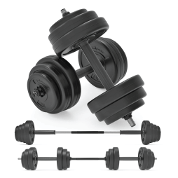 Vinyl Dumbbell Set Adjustable Free Weights 50KG Set Weight Lifting for Home Gym Fitness Training Workout Exercise Equipment Bodybuilding Weight Plates 2 x Barbells 4 x Spin-lock Collars & Barbell Link