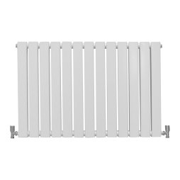 Designer Radiators 60 x 91cm Flat Panel Modern Central Heating Gloss White Horizontal Column Double Panel Wall Mounted Slimline Kitchen Living Room Bathroom Commercial Cleaning Brush & Fixing Kit