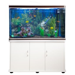 MonsterShop Fish Tank Aquarium & Starter Accessories, White Cabinet Natural Gravel, 4ft 300L
