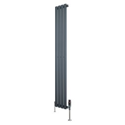 Oval Single Column Radiator & Valves - 1600mm x 240mm - Anthracite Grey