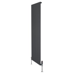 Flat Single Column Radiator & Valves - 1800mm x 560mm - Anthracite Grey