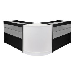 MonsterShop Emperor Retail Display Shop Counter Unit & Glass Showcase Cabinet Units Black/White