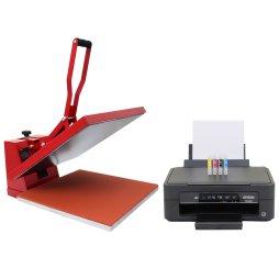 Large Clam Heat Press Flat Transfer Machine 50cm & Printer Custom T-Shirt Sublimation Tee Design Print Kit Bundle Printing Personalise Customise