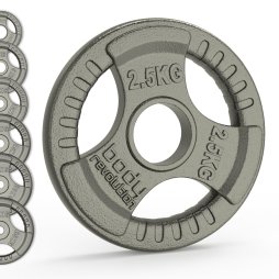 Olympic Tri Grip Rubber Weight Plates Black Pairs & Sets 2.5kg