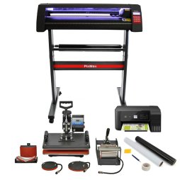 Vinyl Cutter LED Lights, 5 in 1 Heat Press Machine, Printer, Weeding Kit, Signcut Pro Software Printing Transfer Sublimation Starter Customise Complete Bundle