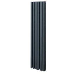 Oval Column Radiator 1600mm x 360mm Modern Designer Double Panel Central Heating Heater Matt Anthracite Grey Carbon Steel Vertical Kitchen Living Room FREE Cleaning Brush Fixing Kit & Brackets