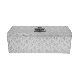 Aluminium Tool Box 35L Lockable Chest 2 Keys Trailer Truck Van Locker Boxes Storage Heavy Duty Checker Plate Rubber Base Liner & Seal Gas Struts Carry Case Small 26