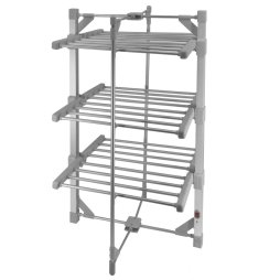 Electric Heated Clothes Airer 3 Tier 21m Dryer Rack 15kg Capacity 50-55c 220W Indoor Foldable Portable Horse 6 Shelves 24 Rails Energy Efficient Fast Dry Zip Up Dust Proof Cover & 6 Clip Peg Hanger