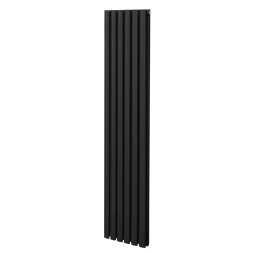 Oval Column Radiator 1800mm x 360mm Modern Designer Double Panel Central Heating Heater Matt Black Carbon Steel Vertical Kitchen Living Room Bathroom FREE Cleaning Brush Fixing Kit & Brackets