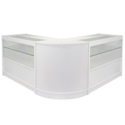 MonsterShop Gemini Shop Counters Set & Glass Retail Showcase Cabinet Display, Brilliant White