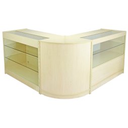MonsterShop Solar Shop Counters Set & Glass Retail Showcase Cabinet Display, Maple, Melamine MDF