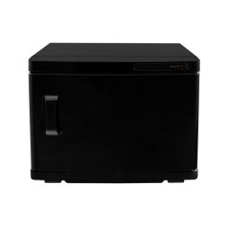 Hot Towel Warmer Black 23L Cabinet Heater UV Steriliser Disinfection Facial Salon Beauty Spa Gym Bathroom Home Equipment Stainless Steel Electric 2 Removable Shelves Drip Tray 200W 2 x FREE Tongs