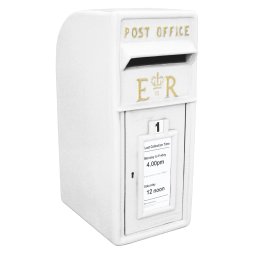Royal Mail Post Box ER Cast Iron Wall Mounted Wedding Authentic Pillar Replica Lockable Post Office Letter Box White