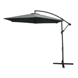 3m Cantilever Garden Parasol Banana Hanging Umbrella Winding Crank Shade Patio Outdoor Sun Shade Tilt UV Protection | Grey Square Base
