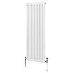 Traditional 2 Column Radiator 1800mm x 562mm Modern Central Heating Heater Gloss White Carbon Steel Vertical Wall Mounted Kitchen Living Room Bathroom Cleaning Brush Fixing Kit & Brackets