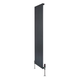 Flat Single Column Radiator & Valves - 1600mm x 420mm - Anthracite Grey