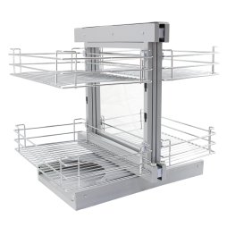 KuKoo LH Magic Corner Kitchen Pull Out Baskets, Slide Out 80-90cm Unit, 4 Metal Storage Drawers