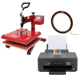 Swing Heat Press Machine 38cm & Printer Sublimation Transfer Design Print T-Shirt Kit Bundle Custom Personalise Customise Printing Swing Away