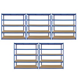 Monster Racking 5 x Garage Racking Shelving Unit / 5 Tier 1600mm Wide x 600mm Deep / Steel & MDF Shelves