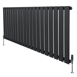 Flat Single Column Radiator & Valves - 600mm x 1400mm - Anthracite Grey