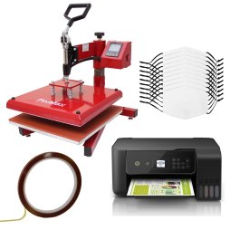10 Sublimation Face Masks Blank Medium / Swing Heat Press Transfer Machine / Eco Tank Printer Bundle 5 Layer Filter Adults White Custom Print Customise Personalise Printing