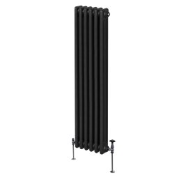 Traditional 3 Column Radiator 1800mm x 292mm Modern Central Heating Heater Matt Black Carbon Steel Vertical Wall Mounted Kitchen Living Room Bathroom Cleaning Brush Fixing Kit & Brackets