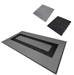 Vented Modular Interlocking Flooring Tiles & Edges 90 Grey & 30 Black Single Garage Heavy Duty Floor Mat Showroom Workshop Outdoor Polypropylene Anti Slip Weather Resistant Drainage 3.2m x 6m 19.2m2