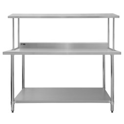 Prep Table With Single Over-Shelf Commercial Heavy Duty Work Bench Kitchen Prep-table Stainless Steel Commercial Home Preparation Worktop Work-table 6ft