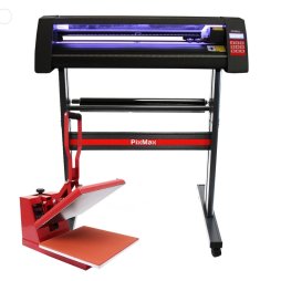 Vinyl Cutter LED Light Cutting Guide, Clam Heat Press 38cm & Signcut Pro Software Sublimation Printing Transfer Customised Personalise T-Shirts Kit Bundle