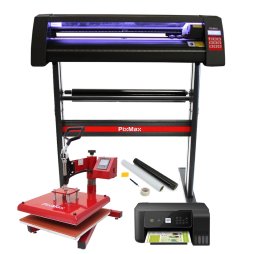 Vinyl Cutter LED Lights, Swing Heat Press Machine 38cm, Printer, Weeding Kit Sublimation Printing Transfer Start Up Customise Personalise Complete Bundle