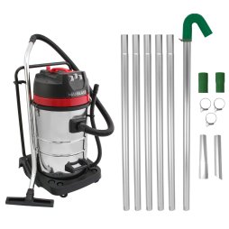 Gutter Cleaning System 80L Wet & Dry Hoover & 24ft Gutter Vacuum Pole Kit Long Reach Drain Pipe Sucker 1.2m - 7.2m 51mm Diameter Aluminium Nozzles 3000W Triple Motor Industrial 1.5m Hose 9m Cable