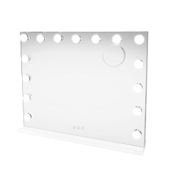Light Up Hollywood Mirror 15 LED Vanity Makeup Table Wall Touch Screen Dimmable 3 Colour Modes Bluetooth Speaker 2 Charging Ports USB-A & USB-C Microfibre Cleaning Cloth 10 x Magnification Mirror