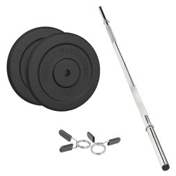 1.2m 1" Barbell and Cast Iron Weight Plate Sets, Bar + 0.5kg + 1.25kg + 2.5kg Pairs (8.5kg Set)