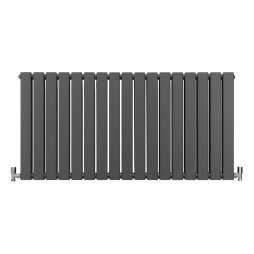 Designer Radiators 60 x 119cm Flat Panel Modern Central Heating Anthracite Grey Horizontal Column Double Panel Wall Mounted Slimline Kitchen Living Room Bathroom Commercial Cleaning Brush & Fixing Kit