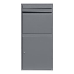 Parcel Post Drop Box XL Grey Steel Outdoor Lockable 2 Keys Letter Mail Package Courier Container Delivery Storage Wall Mount Safe Secure Anti Fishing Scannable Barcode Screwdriver Fixing Kit