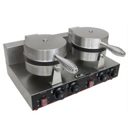 KuKoo Double Waffle Maker Commercial Catering Kitchen Stainless Steel Electric Non-Stick Plates