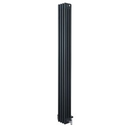Traditional 4 Column Radiator & Valves - 1800 x 200mm - Anthracite Grey